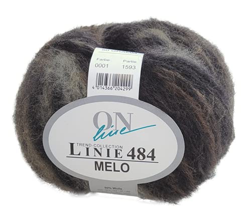 Online Linie 484 Melo Farbe 01, flauschige Wolle mit Farbverlauf, 50g, 105m, Schnellstrickwolle Nadelstärke 8-9 mm von Online