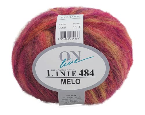 Online Linie 484 Melo Farbe 05, flauschige Wolle mit Farbverlauf, 50g, 105m, Schnellstrickwolle Nadelstärke 8-9 mm von Online