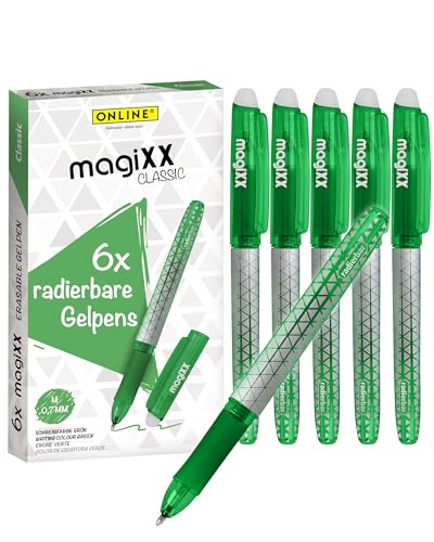 Online Radierstift magiXX, 6x I Gelschreiber Grün mit 0,7mm Strichstärke I Tintenroller radierbar zum Schreibenlernen & Büro, I Erasable Pen Set I Radierbarer Kugelschreiber Studenten, Schüler Online Radierstift magiXX, 6x I Gelschreiber Grün mit 0,7mm Strichstärke I Tintenroller radierbar zum Schreibenlernen & Büro, I Erasable Pen Set I Radierbarer Kugelschreiber Studenten, Schüler von Online