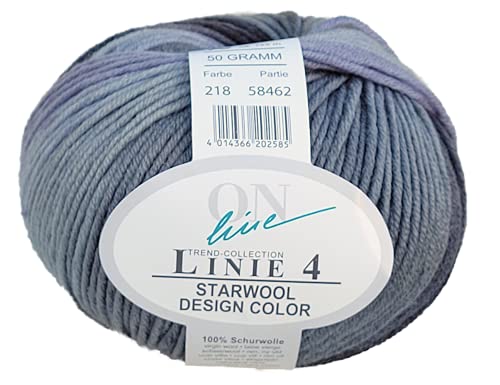 Online Wolle Linie 4 Starwool Design Color 218, weiche Merinowolle mit Farbverlauf zum Stricken oder Häkeln (Merino extrafein superwash) von Online