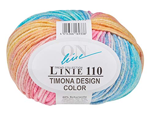 ONline Wolle Trend-Collection Linie 110 Timona Design Color 50g Garn 60% Schurwolle Strickgarn Häckelgarn Farbe 302 von Online