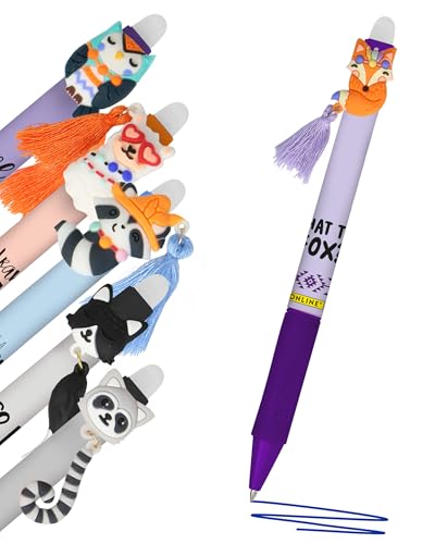 Online magiXX, 6x Radierstift Fun Charm I Gelschreiber blau radierbar mit 0,7mm Strichstärke I Tintenroller zum Schreibenlernen, Büro I kompatibel mit Frixion Mine I Radierbarer Kugelschreiber von Online