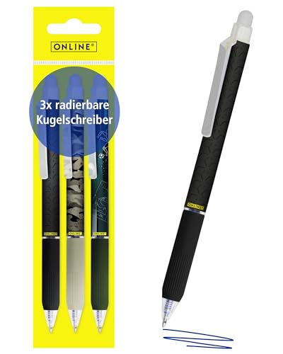 Online magiXX 3x Radierstift Boys I Gelschreiber blau 0,7mm radierbar I Tintenroller für Schreibenlernen & Büro I Geschenk zum Vatertag I Radierbarer Kugelschreiber für Schüler von Online