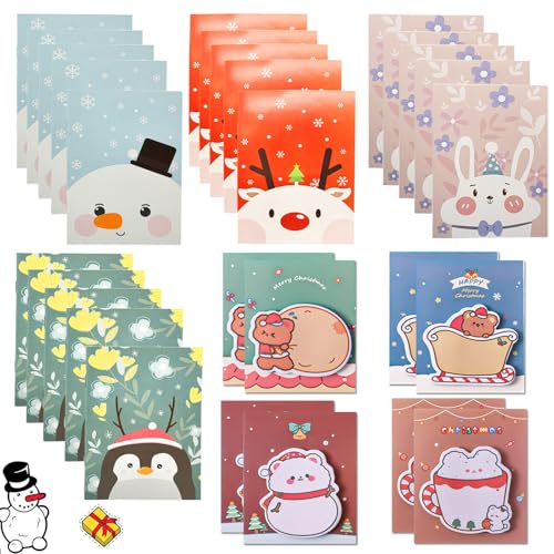 Onlvmyur 20 Stück Mini Notizblock Weihnachten und 8 Stück Weihnachten Haftnotizen Cartoon Kleine Notizbuch Weihnachten für Kinder Party Weihnachtsgeschenke von Onlvmyur