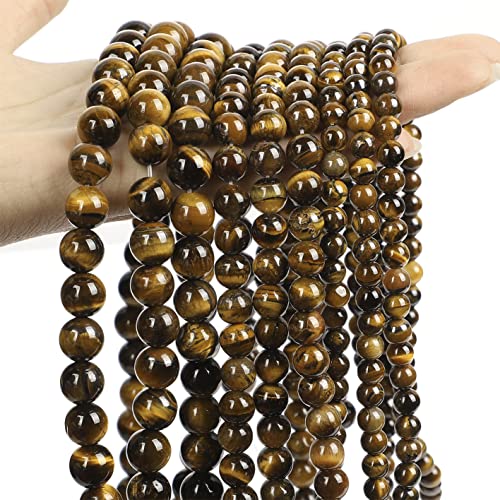 188 runde Perlen aus Natursteinen, Tigerauge, für Armbänder, Schmuck, mit Loch, lose Halsketten (4 mm Tigerauge) von Only faith