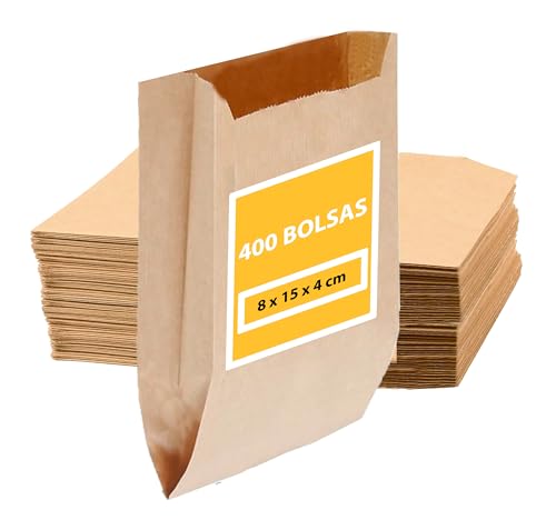 400 Stück braune Papiertüten, Kraftpapierumschläge für Geschenke, Tüten für Süßigkeiten aus Papier (400 Stück, 8 x 15 cm) von Only faith