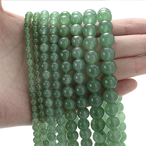 94 runde Perlen aus natürlichen Aventurin-Steinen für Armbänder, Schmuck, mit Loch, Lavastein-Halskette (Aventurin Grün 8mm) von Only faith
