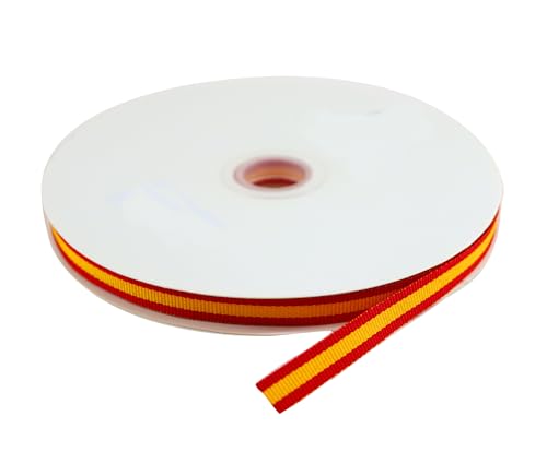 Only faith, Band mit spanischer Flagge, 50 m x 1 cm, Stoff für Armbänder und Bastelarbeiten, Stoffband (rot, 50 m/1 cm) von Only faith