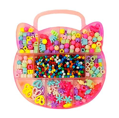 Only faith Kit zur Herstellung von Armbändern, bunte Perlen für Mädchen, Kitty-Set, Schmuckherstellung, Bastelset, runde Glasperlen, Senfkörner, Kitty Katze 4 mm (1000 Stück) von Only faith