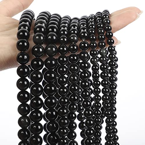 Only faith Runde Steinperlen zur Herstellung von Armbändern, Schmuck mit Loch, Edelsteinstränge für Halsketten, lose Streifen, 6 mm (125 Stück), schwarzer Achat Onyx) von Only faith