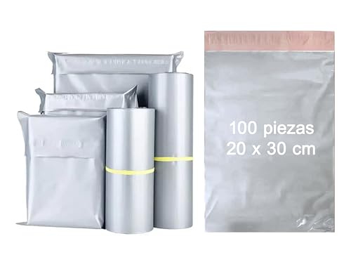 Versandtaschen aus Kunststoff, mit selbstklebendem Verschluss, Rosa und Grau, 17 x 30 cm und 20 x 30 cm, Packungen mit 50 und 100 Stück, robust (Grau, 100 Stück - 20 x 30 cm) von Only faith