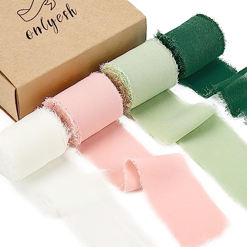 Onlyesh 4 Rollen Geschenkband, 4CM x 5M Schleifenband, Chiffon Satinband, Geschenkband Breit für Blumensträuße, Hochzeit, Hochzeitseinladungen, Geschenke, Dekoband von Onlyesh