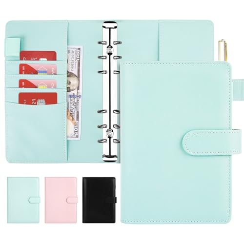 Onlyesh Ringbuch A6, Budget Planner, 6 Löcher PU Leder Budget Binder mit Einzigartiger Schnappschnalle, für A6 Budgetblätter, Binder Taschen und Bargeld, Blau Onlyesh Ringbuch A6, Budget Planner, 6 Löcher PU Leder Budget Binder mit Einzigartiger Schnappschnalle, für A6 Budgetblätter, Binder Taschen und Bargeld, Blau von Onlyesh