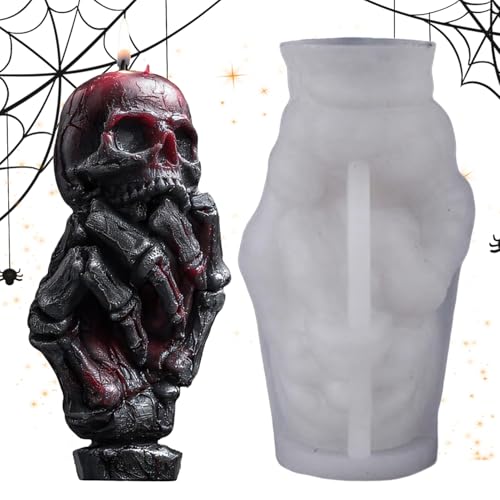 Onlynery Halloween Schädel Kerzen Gießform - 3D Geisterhand Schädel Silikonform,Epoxidharz Guss Aromatherapie Form Für Kinder Erwachsene Jugendliche Freunde Frauen Familie von Onlynery