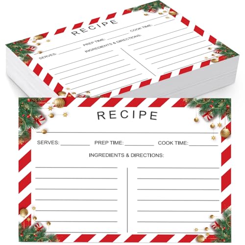 Onmlkkd 50 Rezeptkarten, Weihnachtsfeiertag, 10,2 x 15,2 cm, doppelseitig, dicker Karton, passend für Rezeptbinder, Rezeptbox von Onmlkkd