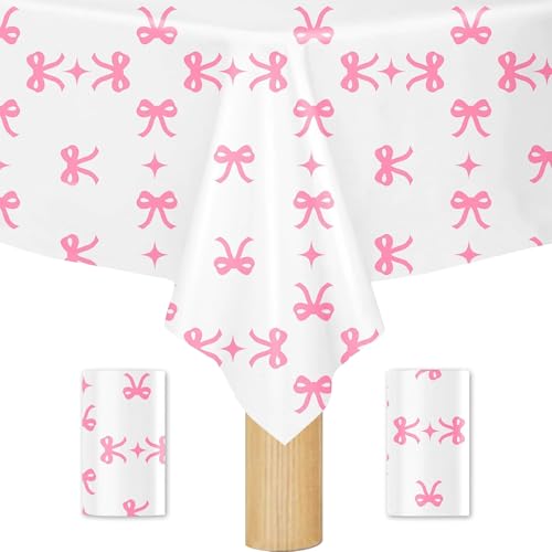 2 Stück Tischdecken-Dekor mit Rosa Schleife Party Tischdecke Wasserdicht Einweg Plastik Tischdecke Tischtuch Niedliche Tischdeko für Kinder Mädchen Jungen Geburtstag Party 137 x 274 cm 2 Stück Tischdecken-Dekor mit Rosa Schleife Party Tischdecke Wasserdicht Einweg Plastik Tischdecke Tischtuch Niedliche Tischdeko für Kinder Mädchen Jungen Geburtstag Party 137 x 274 cm von Onperpoe
