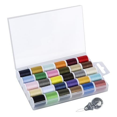 30 Farben Handliche Polyester Nähgarne, Baumwollfaden mit Nadeleinfädler, Baumwollfaden zum Nähen, Jede Rolle 45m/50yds von Onperpoe