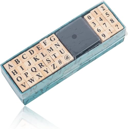 40 Stück Buchstaben Stempel Holzstempel Zahlen Stempelset mit Stempelkissen Stempel Buchstaben aus Holz mit Aufbewahrungsbox Buchstabenstempel Scrapbooking Kunst Handwerk Kartenherstellung von Onperpoe