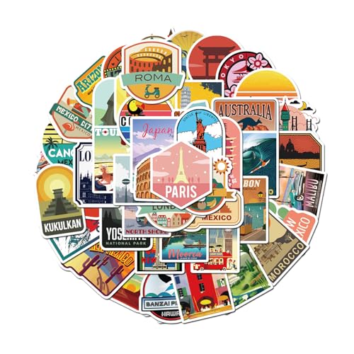 Onperpoe Aesthetic Sticker Set 50 Stück Reise Aufkleber Wasserfeste Vintage Sticker Vinyl Graffiti Sticker für Koffer Laptop Fahrrad Scrapbook Motorrad Skateboard Retro Aufkleber für Kinder Teen Onperpoe Aesthetic Sticker Set 50 Stück Reise Aufkleber Wasserfeste Vintage Sticker Vinyl Graffiti Sticker für Koffer Laptop Fahrrad Scrapbook Motorrad Skateboard Retro Aufkleber für Kinder Teen von Onperpoe