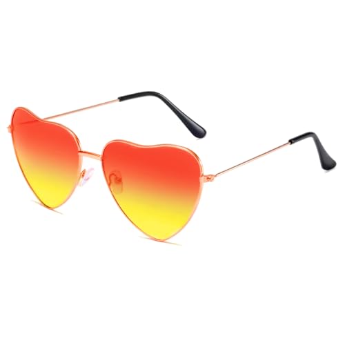 Herz Sonnenbrille Orange Gelb Herz Geformt Sonnenbrille Metallrahmen Retro Sonnenbrillen Aperol Lillet Hippie Partybrille Hippie Brille Party Kostümzubehör Geburtstag 70s 80s Geschenk von Onperpoe