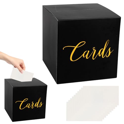 Kartenbox Hochzeit Schwarz Karten Box mit Goldfolien-Design Geschenkbox Geldbox mit 10 Stück Grußkarten Hochzeitskartenbox für Geldgeschenke Briefbox mit Schlitz für Geburtstag Baby Dusche Party Deko Kartenbox Hochzeit Schwarz Karten Box mit Goldfolien-Design Geschenkbox Geldbox mit 10 Stück Grußkarten Hochzeitskartenbox für Geldgeschenke Briefbox mit Schlitz für Geburtstag Baby Dusche Party Deko von Onperpoe