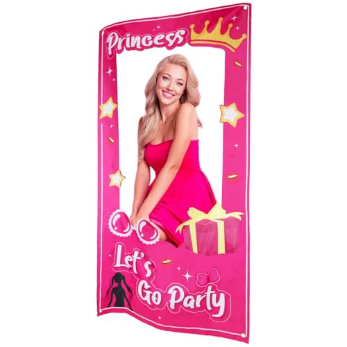 Hot Pink Photo Booth Requisiten Let's Go Party Barbie Box Photo Booth Geburtstag Deko für Frauen Mädchen Sommer Party Dekoration Rosa Mädchen Prinzessin Bachelorette Party Photo Booth Requisiten von Onperpoe