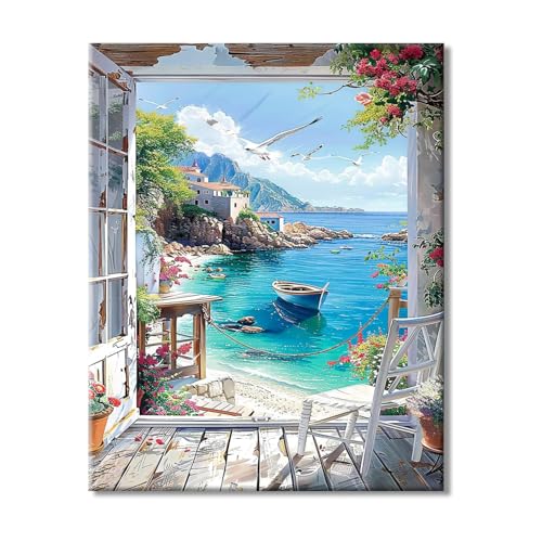 Onperpoe Malen nach Zahlen Erwachsene Küstenlandschaft Paint by Numbers Adult DIY Handgemalt Ölgemälde Kit Mit 3 Pinseln und Acrylfarbe knitterfreie Leinwand Kit Bastelset Erwachsene 40 X 50 CM Onperpoe Malen nach Zahlen Erwachsene Küstenlandschaft Paint by Numbers Adult DIY Handgemalt Ölgemälde Kit Mit 3 Pinseln und Acrylfarbe knitterfreie Leinwand Kit Bastelset Erwachsene 40 X 50 CM von Onperpoe