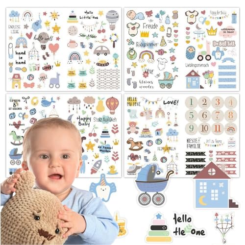 Onperpoe Sticker Babyalbum 4 Blatt Sticker Fotoalbum Sticker Baby Aufkleber Set 212stk Fotoalbum Sticker Mädchen Junge Baby Sticker Fotoalbum für Kinder Babyparty Geschenk Jahr Buch Scrapbook Zubehör Onperpoe Sticker Babyalbum 4 Blatt Sticker Fotoalbum Sticker Baby Aufkleber Set 212stk Fotoalbum Sticker Mädchen Junge Baby Sticker Fotoalbum für Kinder Babyparty Geschenk Jahr Buch Scrapbook Zubehör von Onperpoe