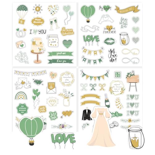 Onperpoe Sticker Hochzeit Gästebuch 4 Blatt Vintage Aufkleber Hochzeit Hochzeitssticker mit Liebe Sticker Gästebuch Hochzeit Wird zum Dekorieren von Fotoalbum Sammelalben Gästebuch Verwendet von Onperpoe