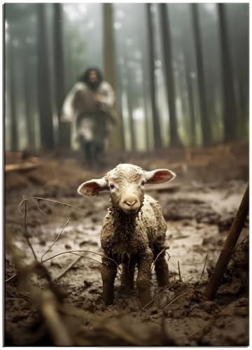 Onstthm Jesus Saving The Lost Lamb Leinwand-Kunst, christliche Wanddekoration, HD-Druck, Wandkunst für Wohnzimmer, Schlafzimmer, Dekoration, 40,6 x 61 cm, ungerahmt von Onstthm