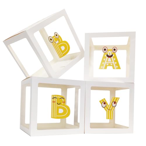 Onteftshop Baby Boxen mit Buchstaben für Babyparty, 4 Klare Baby Block Party Dekorationen, Transparente Ballonboxen für Jungen oder Mädchen Geschlecht Enthüllung Dekorationen und Geburtstagsfeier Onteftshop Baby Boxen mit Buchstaben für Babyparty, 4 Klare Baby Block Party Dekorationen, Transparente Ballonboxen für Jungen oder Mädchen Geschlecht Enthüllung Dekorationen und Geburtstagsfeier von Onteftshop
