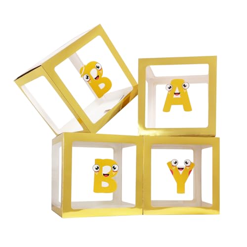 Onteftshop Baby-Boxen mit Buchstaben für Babyparty, 4 transparente Baby-Block-Party-Dekorationen, transparente Ballonboxen für Jungen oder Mädchen, Geschlechtsoffenbarung, Brautparty und Onteftshop Baby-Boxen mit Buchstaben für Babyparty, 4 transparente Baby-Block-Party-Dekorationen, transparente Ballonboxen für Jungen oder Mädchen, Geschlechtsoffenbarung, Brautparty und von Onteftshop