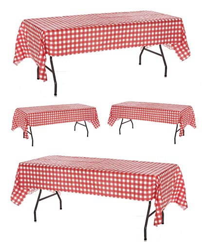 Tischdecken aus Kunststoff, kariert, Rot und Weiß, 4 Stück von Oojami