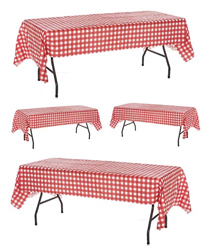 Oojami 4 Kunststoff-Tischdecken, rot und weiß kariert, 4 Stück, Picknick-Tischdecken von Oojami