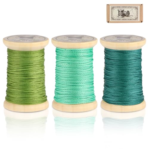 Natürliches, gewachstes Garn, 0,55 mm/0,8 mm, Wachsfaden für handgefertigte Verpackung, Nähen, Buchbinden, Lederfäden, Anfänger, Handwerk, DIY, Hanfschnur (Blaugrün/Aqua/Wald, 0,8 mm) von OopsifyMe