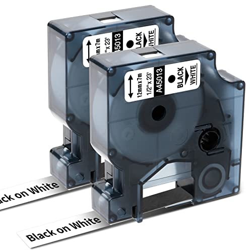 Oozmas Etikettenband kompatibel mit Dymo D1 12mm x 7m Schwarz auf Weiß 45013 45013S A45013 S0720530, Schriftband für DYMO LabelManager LM160 LM210D LM260P LM280 LM360D LM420P, 2er-Pack Oozmas Etikettenband kompatibel mit Dymo D1 12mm x 7m Schwarz auf Weiß 45013 45013S A45013 S0720530, Schriftband für DYMO LabelManager LM160 LM210D LM260P LM280 LM360D LM420P, 2er-Pack von Oozmas