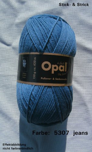150 gr. Opal Uni Farbe 5307 jeansblau, 6-fach, Brandneu, Sockenwolle, Strumpfwolle von OPAL