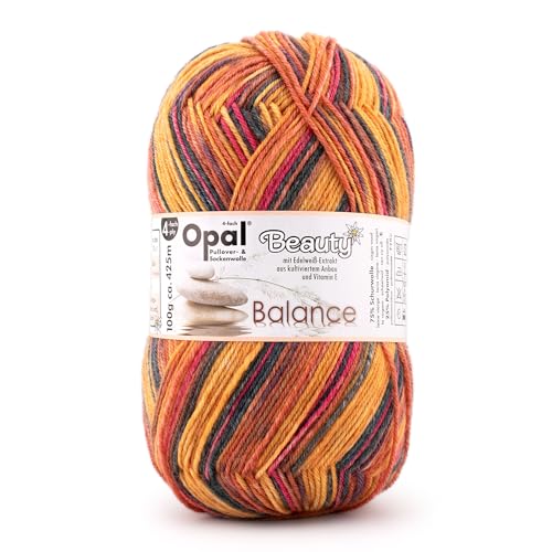 Opal Beauty Balance 4-fädige Pullover-/Sockenwolle mit Edelweißextrakt u. Vitamin E,100g/425m, 75% Schurwolle (Superwash) 25% Polyamid (11405 reine Gedanken) von OPAL