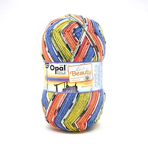 Opal Beauty Wellness,4.fach Sockenwolle,mit Edelweiß-Extrakt u. Vitamin E,100 g/420m,75% Schurwolle (superwash) / 25% Polyamid (11303 Entspannung) von OPAL