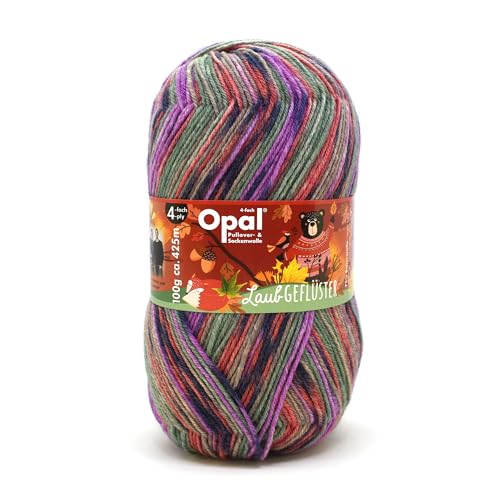 Opal Pullover/Sockenwolle "Laubgeflüster",4-fädig,100g/425m,75% Schurwolle/25% Polyamid,NS 2-3, (11250 Beerenfrühstück) von OPAL