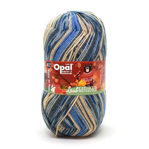 Opal Pullover/Sockenwolle "Laubgeflüster",4-fädig,100g/425m,75% Schurwolle/25% Polyamid,NS 2-3, (11251 Höhlenrauschen) von OPAL