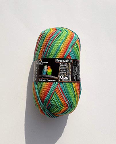 Opal Regenwald 20 Jahre Jubiläum (425m) 4-fädig Garn - Wollmischung, zum Stricken warmer Socken mit einzigartigen Farbmustern, 9777, 1 x 100g von Opal