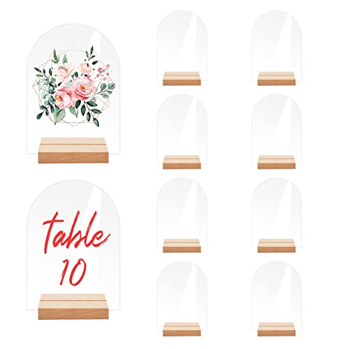 10er Acryl Schilderhalter mit Holzständer, Wiederverwendbarer Tischnummern Hochzeit Acrylglas Aufsteller für Hochzeit, Kaffeemenü-Schilder, Mittelstücke, Dekoration von Opaltool