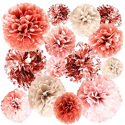 20 Stück Pompons Roségold, Party Dekorationen Metallic Folie und Seidenpapier Pompoms Blume Ball Baby Shower Brautparty Hochzeit Geburtstag Party 35,6 cm, 25,4 cm, 20,3 cm, 15,2 cm 20 Stück Pompons Roségold, Party Dekorationen Metallic Folie und Seidenpapier Pompoms Blume Ball Baby Shower Brautparty Hochzeit Geburtstag Party 35,6 cm, 25,4 cm, 20,3 cm, 15,2 cm von Opaltool