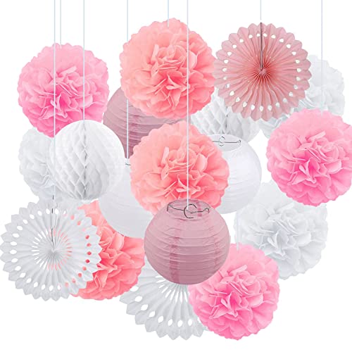 Lampions Pom Poms Wabenbälle, Papier Dekoration Set 12 Stück papier Pom Poms und 6 Stück Papierlaternen mit 3 Stück Wabenkugeln für Hochzeit Geburtstag Festival Party Dekorationen Lampions Pom Poms Wabenbälle, Papier Dekoration Set 12 Stück papier Pom Poms und 6 Stück Papierlaternen mit 3 Stück Wabenkugeln für Hochzeit Geburtstag Festival Party Dekorationen von Opaltool