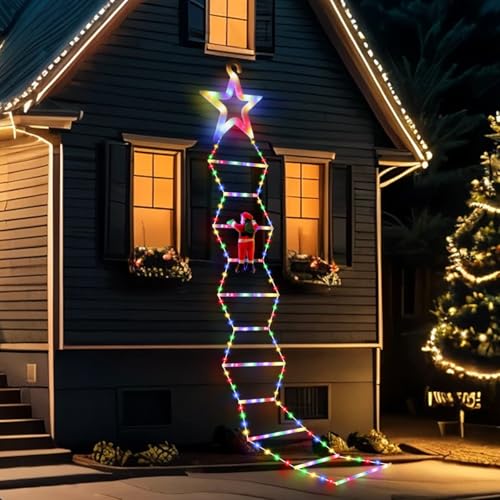 Opard 12Ft/3.65M Weihnachtsbeleuchtung mit Kletternder Weihnachtsmann, Weihnachtsdeko mit 8 Beleuchtungsmodi & Memory-Funktion, Weihnachts-RGB-Leiterlichter mit Stecker für Außen Balkon Garten Opard 12Ft/3.65M Weihnachtsbeleuchtung mit Kletternder Weihnachtsmann, Weihnachtsdeko mit 8 Beleuchtungsmodi & Memory-Funktion, Weihnachts-RGB-Leiterlichter mit Stecker für Außen Balkon Garten von Opard
