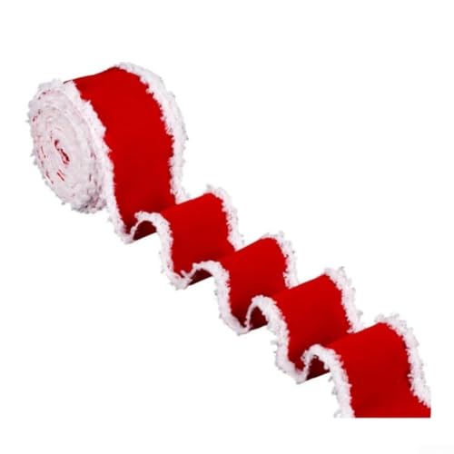 Samtband mit roten und weißen Streifen für Weihnachten zum Verpacken und Baumschmuck, geeignet für verschiedene Feiertags-Bastelanwendungen und festliche Displays (2 m) von Opatiny