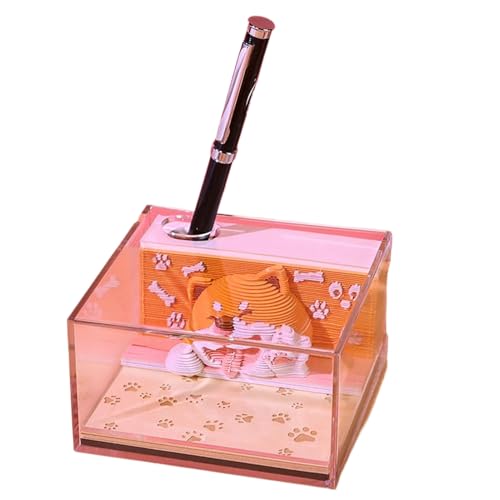 Opdestn 3D Kalender | 3D Kalender Kunst Memo Block 2026 | Welpen Skulptur Deko Abreißblock Papierkunst Für Schreibtisch Nachttisch Wohnzimmer Esstisch von Opdestn