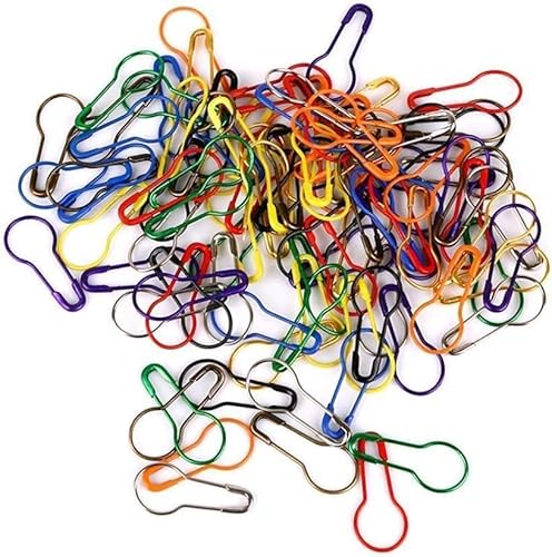 100 Stück bunte Metall-Kürbisnadeln, Sicherheitsnadeln, birnenförmige Nadeln zum Stricken von Maschenmarkierern, Nähen, Kleidung, DIY, Basteln, Sicherheitsnadeln von Opemg