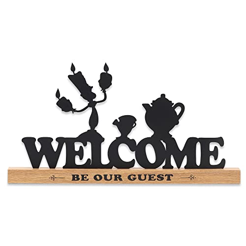 Disney Die Schöne und das Biest Welcome Be Our Guest Tischdekoration, Lumiere, Chip und Mrs. Potts Metall-Silhouetten auf Naturholzsockel Disney Die Schöne und das Biest Welcome Be Our Guest Tischdekoration, Lumiere, Chip und Mrs. Potts Metall-Silhouetten auf Naturholzsockel von Open Road Brands